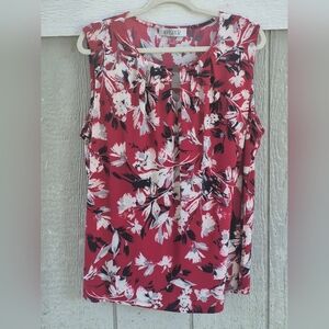 KASPER Women's Tank Top Floral Print Sleeveless Blouse Stretch Size 2X